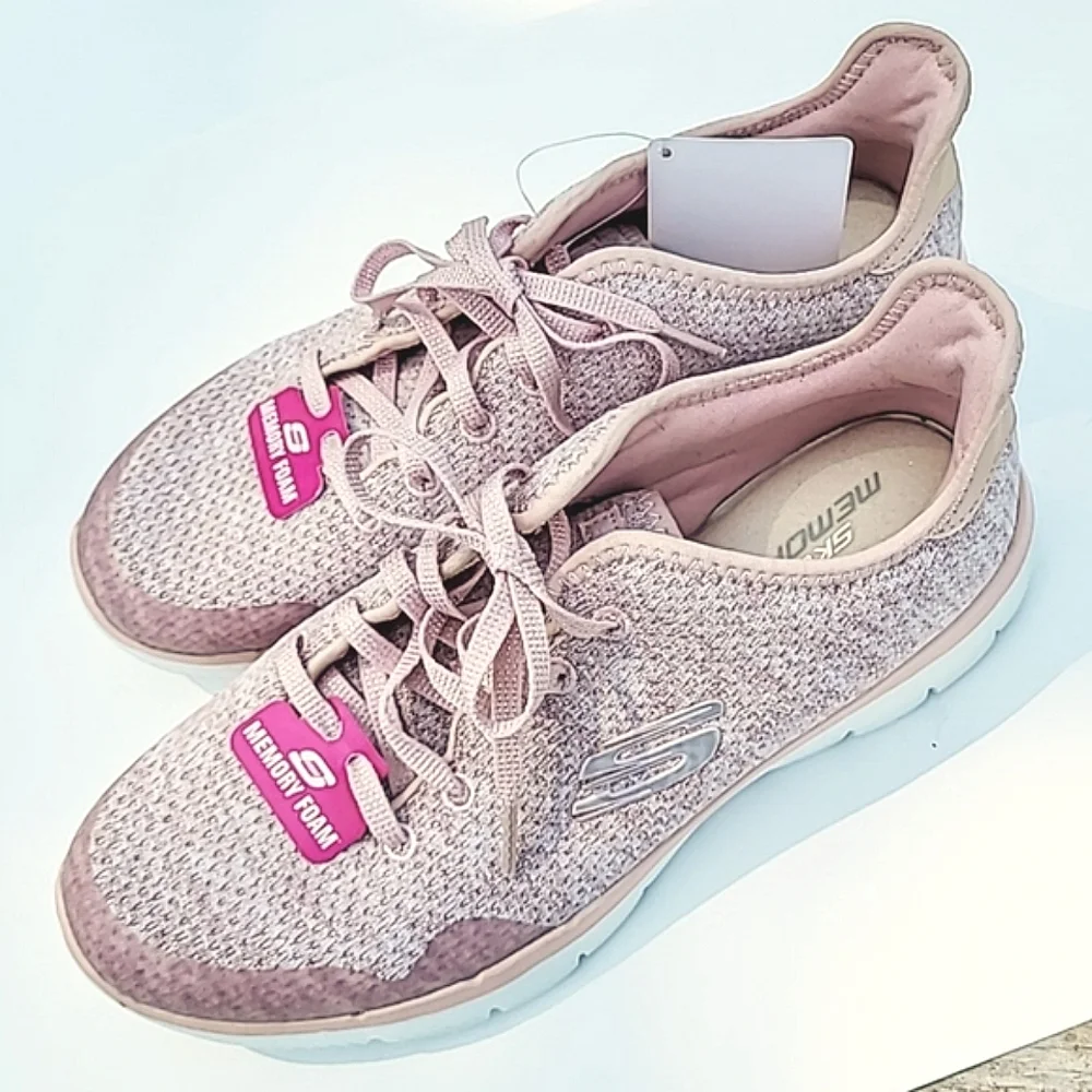 SKECHERS PINK MEMORY FOAM DUAL-LITE WOMEN'S SNEAKERS SHOES - Picture 3 of 8